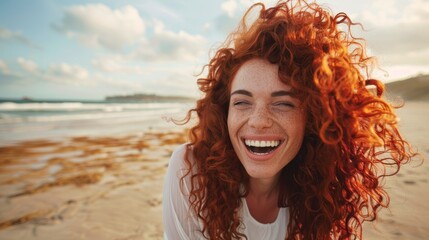 Poster - The Laughing Woman on Beach