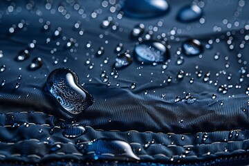 Wall Mural - A high-speed photo of a droplet of water bouncing on a waterproof fabric