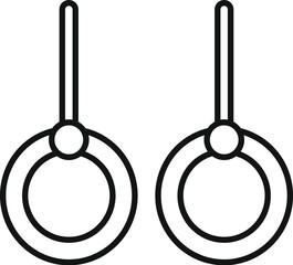 Wall Mural - Pair of gymnastic rings hanging on straps for fitness training icon outline vector