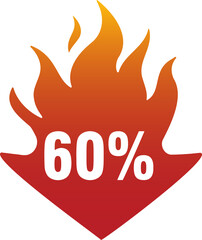 Sticker - 60 percent off flame icon