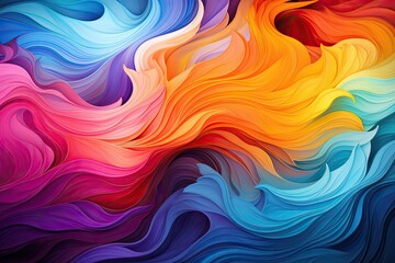 Poster - abstract fractal background, coloful waves texture