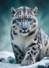 Wall Mural - A white bengal tiger in the snow..