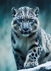 Wall Mural - A white bengal tiger in the snow..