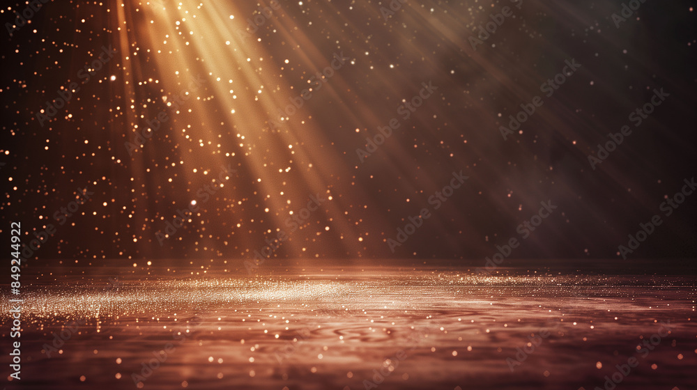 A spotlight shines down from the top left corner of an empty stage ...