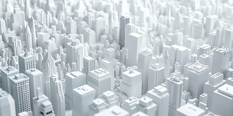 Poster - Birds Eye view of a modern city. Urban concept. White clay 3D rendering. Created with Generative AI technology.