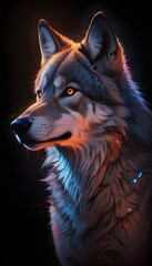 Wall Mural - A olf in the night staring at it's prey..