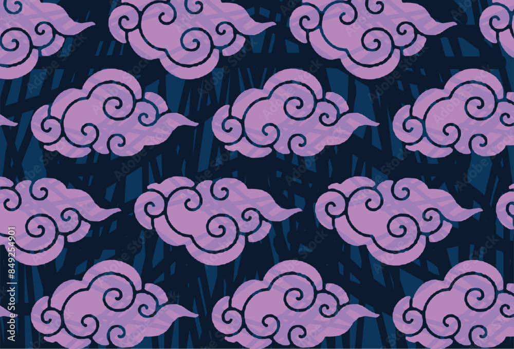 Motif Mega Mendung, batik motif typical of West Java Indonesia, curved ...