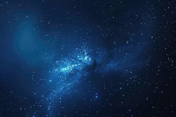 Abstract Night Sky with Stars and Nebula, Dark Blue Galaxy Space Background