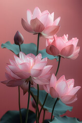 Poster - Elegant image of pink lotus flowers on a soft pink background, symbolizing uterine health,