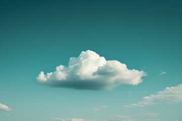 Poster - Minimalist aesthetic background featuring a clear blue sky with a single white cloud,