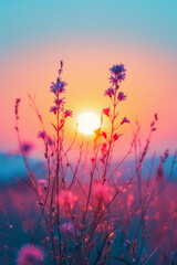 Aufkleber - Elegant summer background with a soft pastel gradient of warm sunset colors,