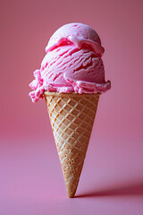 Aufkleber - Simple background showcasing a single ice cream cone against a pastel backdrop,