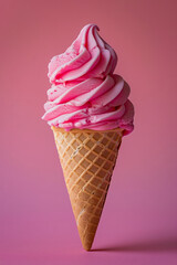 Aufkleber - Simple background showcasing a single ice cream cone against a pastel backdrop,