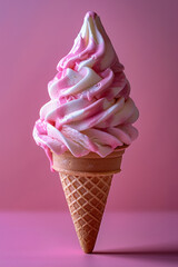 Aufkleber - Simple background showcasing a single ice cream cone against a pastel backdrop,