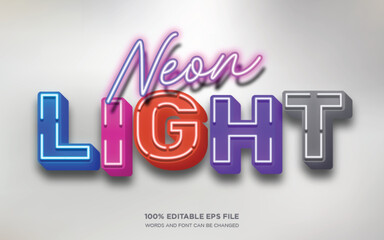 Poster - neon light 3d editable text style effect