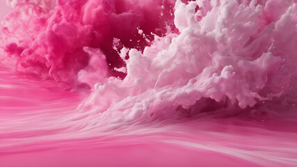 Wall Mural - Powerful explosion of pink dust, light soft pink grey cloud smoke abstract background