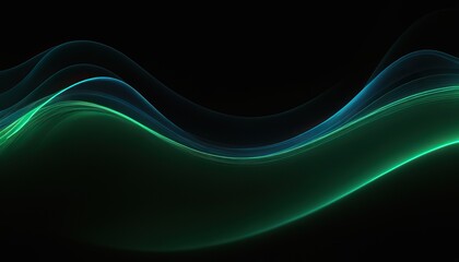 Poster - abstract vector wave lines flowing dynamic in blue green colors isolated on black background