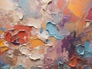 Poster - Closeup of abstract rough colorful painting, thick paint