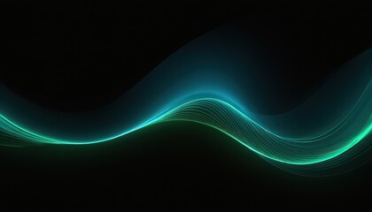 Wall Mural - abstract vector wave lines flowing dynamic in blue green colors isolated on black background