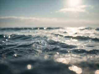 Closeup of desaturated transparent clear calm water