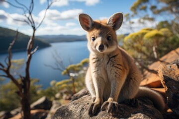 Wall Mural - Tasting in Bruny Island with wildlife., generative IA