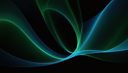 Wall Mural - abstract vector wave lines flowing dynamic in blue green colors isolated on black background