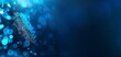 © DJSPIDA FOTO - Innovative technology background showcasing a blue glowing fingerprint pattern for security and biometric ID, with an abstract blurry bokeh effect
