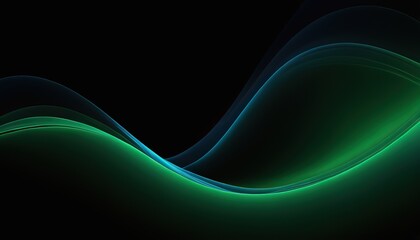 abstract vector wave lines flowing dynamic in blue green colors isolated on black background