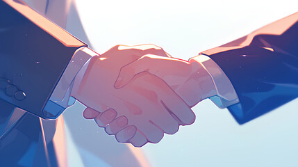 Poster - office people shaking hands on anime style background