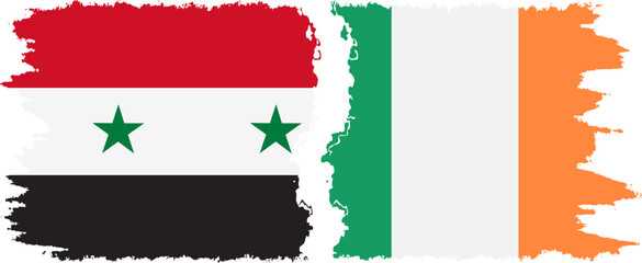 Ireland and Syria grunge flags connection vector