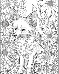 Wall Mural - coloring book, full page, black outlines