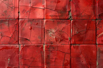 Wall Mural - Red square grunge wall texture.