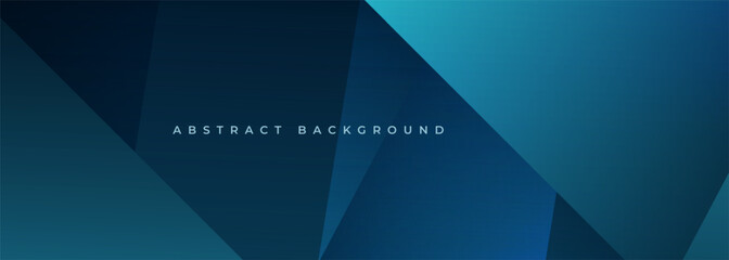Poster - Blue modern abstract wide banner with geometric shapes. Dark blue abstract background. Vector illustration