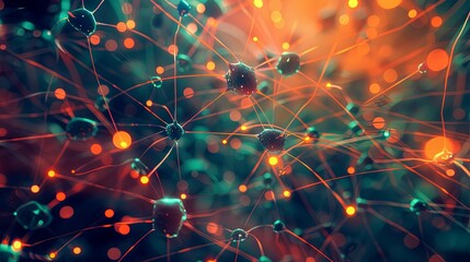 Aufkleber - An abstract depiction of a neural network, showcasing the interconnected nodes and pathways that represent data processing and learning in artificial intelligence. Generative AI