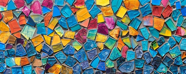 Sticker - Detailed mosaic tile texture with vibrant colors, 4K hyperrealistic photo