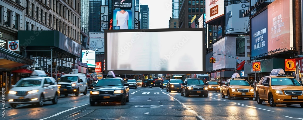 Billboard mockup on a busy city street, perfect for outdoor advertising ...