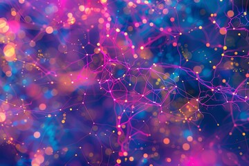 Poster - An abstract representation of a neural network with nodes and connections, showcasing the complex data processing and learning capabilities of artificial intelligence. Generative AI