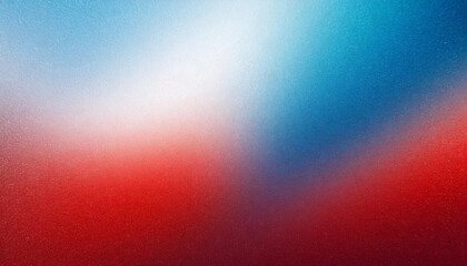 Poster - bright red white blue gradient abstract background, grainy noise texture, patriotic cinematic background for product presentation with copy space