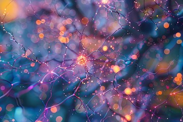 Aufkleber - An abstract visual representation of a neural network, highlighting the complex interconnections and data processing capabilities of AI. Generative AI