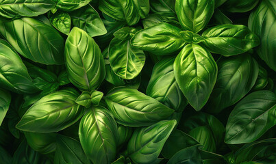 Wall Mural - Basil leaves texture background