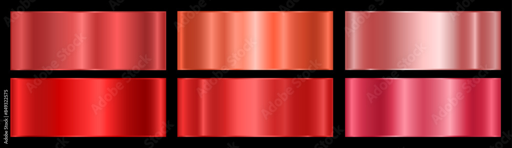 A set with red gradients on a black background. A palette of colors for ...
