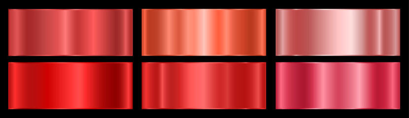 Aufkleber - A set with red gradients on a black background. A palette of colors for the design, a collection of high-quality ingredients. Metallic texture, shiny background. Vector EPS 10.