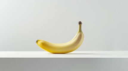 Wall Mural - Clean and crisp shot of one banana isolated on a white surface, ideal for healthy eating concepts