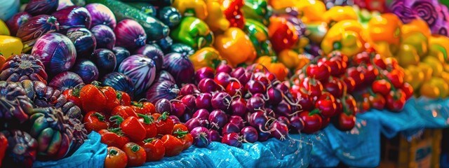 Poster - close-up of fresh vegetables on the counter. Selective focus