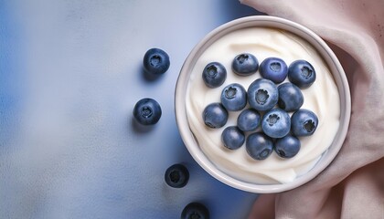 Wall Mural - bowl of yogurt topped with blueberries 