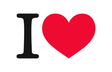 Aufkleber - I Love. Red heart flat vector icon isolated on transparent background 