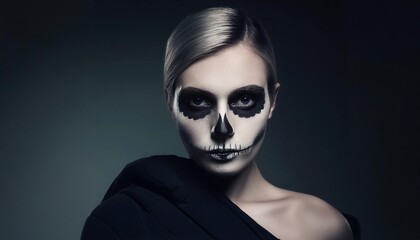 Wall Mural - A woman with skull make up