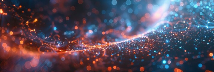Poster - An abstract visualization depicting big data streams, complex graphs, and digital interfaces representing AI data processing. Generative AI