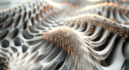 Poster - Sound visualization using 3D cymatic patterns in touchdesigner style. Generative AI.