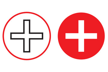 Wall Mural - Plus Icon vector isolated on white background. Add plus icon. Addition sign. Medical Plus icon